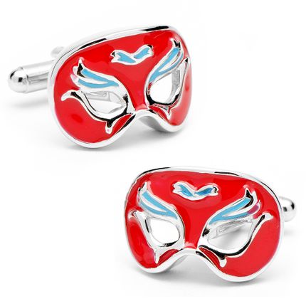 Red And Blue Mardi Gras Venetian Mask Cufflinks