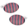 Red and Navy Oval Repp Stripe Cufflinks