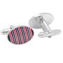 Red and Navy Oval Repp Stripe Cufflinks