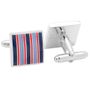 Red and Navy Striped Square Cufflinks