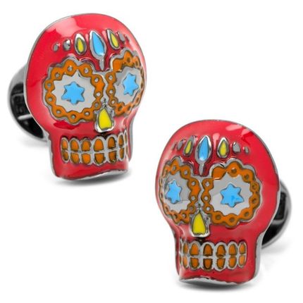 Red Day of the Dead Skull Cufflinks