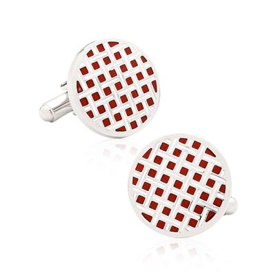 Red Enamel Grid Cufflinks