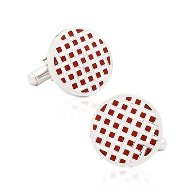 Red Enamel Grid Cufflinks