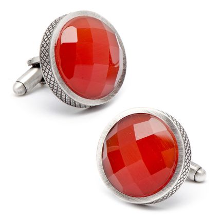 Red Faceted Cats Eye Cufflinks
