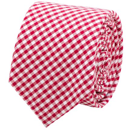 Red Gingham Cotton Skinny Tie