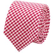 Red Gingham Cotton Skinny Tie