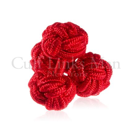 Red Rose Silk Knot Cuff Links