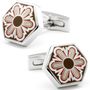 Retro Silver and Stone Inlaid Octagonal Cufflinks