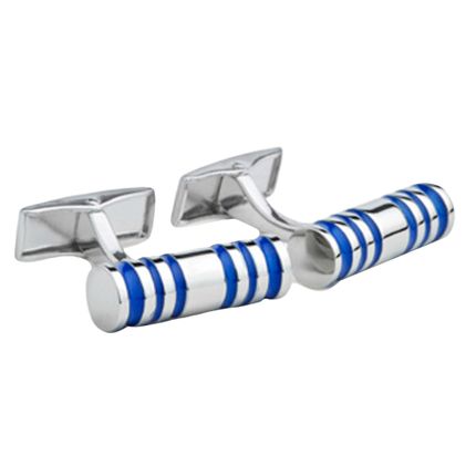 Rhodium Plated Cufflink With Enamel Accents