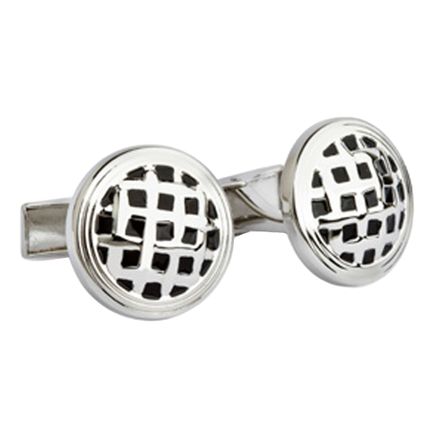 Rhodium Plated Cufflink With Enamel Details