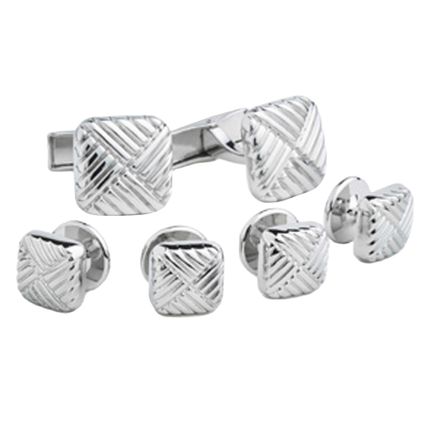 Rhodium Plated Formal Stud Set