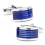 Ribbed Blue Cats Eye Bridged Cufflinks
