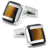 Rising Sun Onyx Mother Of Pearl Tiger Eye Trio Cufflinks