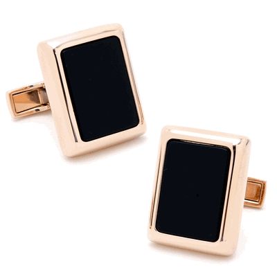 Rose Gold And Onyx Jfk Presidential Cufflinks