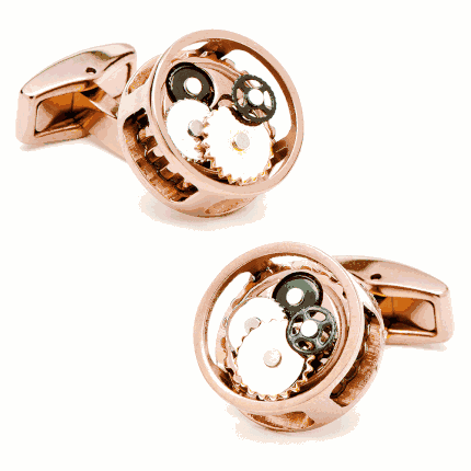 Rose Gold Round Watch Cog Cufflinks