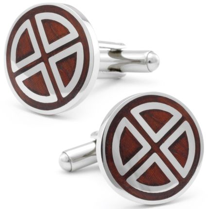 Rosewood Glue Circle Male Cufflinks