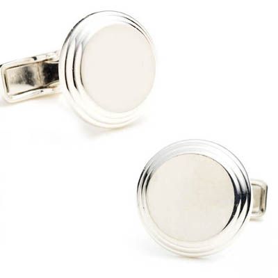 Round Step Silver Cufflinks