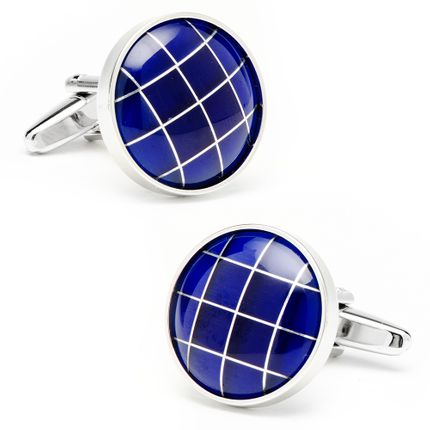 Royal Blue Cats Eye Checker Cufflinks