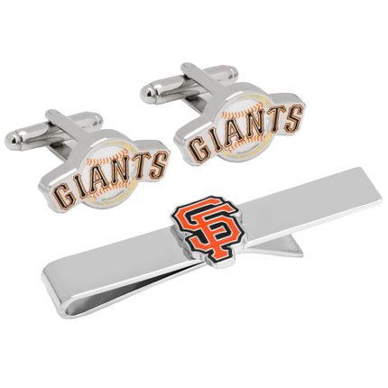 San Francisco Giants Baseball Cufflinks and Tie Bar Gift Set