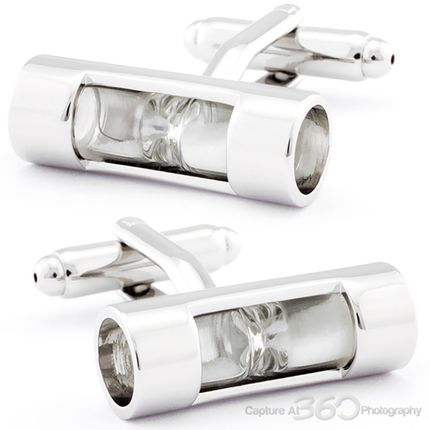 Sands of Time White Sand Hourglass Timer Cufflinks