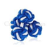 Sapphire Blue And White Silk Knot Cufflinks