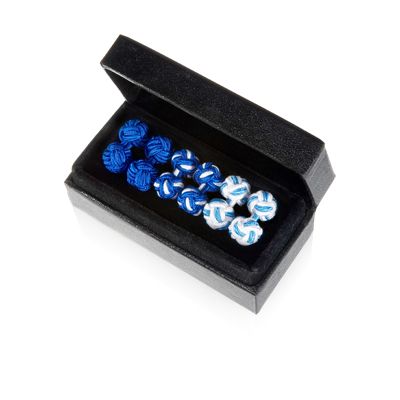 Sapphire Blue Shades Silk Knot Cuff Links Trio