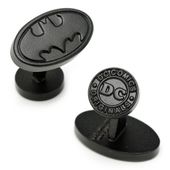 Satin Black Oval Batman Logo Cufflinks