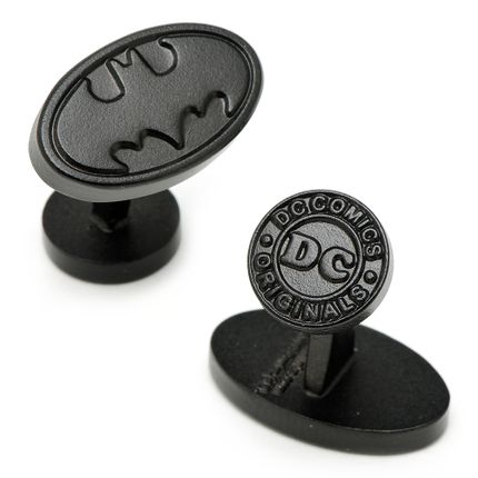 Satin Black Oval Batman Logo Cufflinks