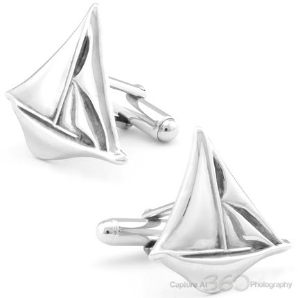 Sculpted Antique Sailboat Cufflinks