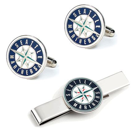 Seattle Mariners Cufflinks And Tie Bar Gift Set