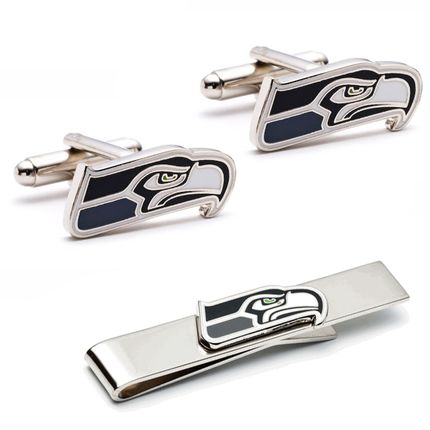 Seattle Seahawks Cufflinks And Tie Bar Gift Set