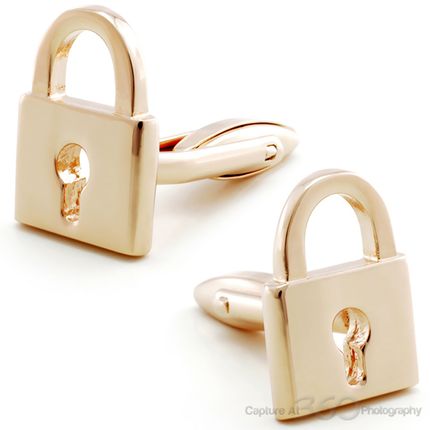 Secret Rose Gold Lock Cufflinks