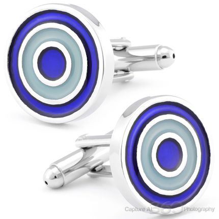 Shades Of Blue Bulls Eye Cufflinks