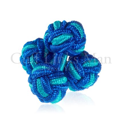 Shades Of Blue Silk Knot Cuff Links