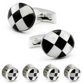 Shimmer Checker Stone And Mother Of Pearl Cufflinks
