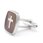 Shining Silver Cross Square Cufflinks