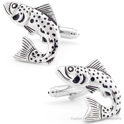 Silver and Black Fish Cufflinks