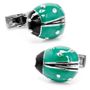 Silver And Green Ladybug Cufflinks