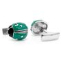 Silver And Green Ladybug Cufflinks