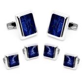 Silver and Lapis JFK Presidential Studs Set