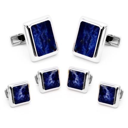 Silver and Lapis JFK Presidential Studs Set