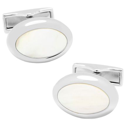 Silver and Mother of Pearl Oval Cufflinks