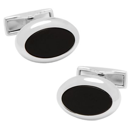 Silver and Onyx Oval Cufflinks