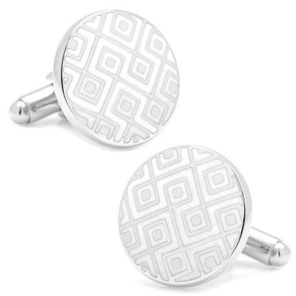 Silver and White Diamond Maze Cufflinks