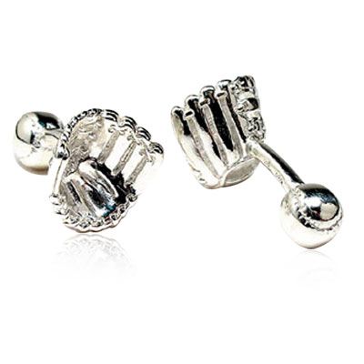 Silver Baseball Glove Cufflinks