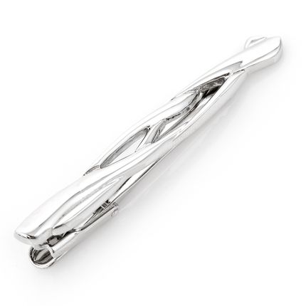 Silver Bent Blades Tie Clip