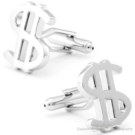 Silver Dollar Sign Cufflinks