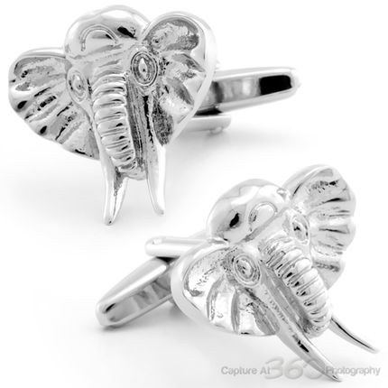 Silver Elephant Head Cufflinks