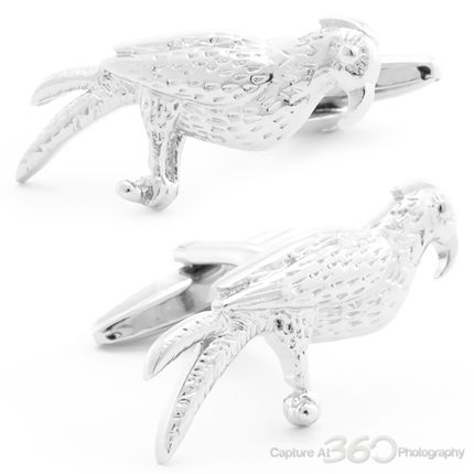 Silver Exotic Parrot Cufflinks