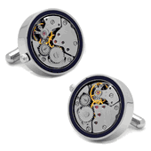 Silver & Lapis Inlaid Watch Movement Cufflinks